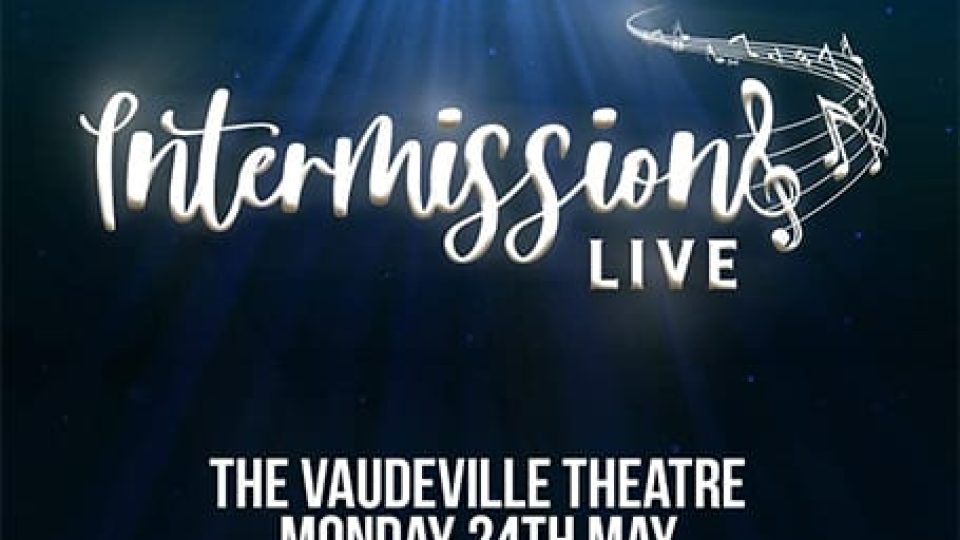 Promotional image for 'Intermissions Live', featuring illuminated text on a dark background.