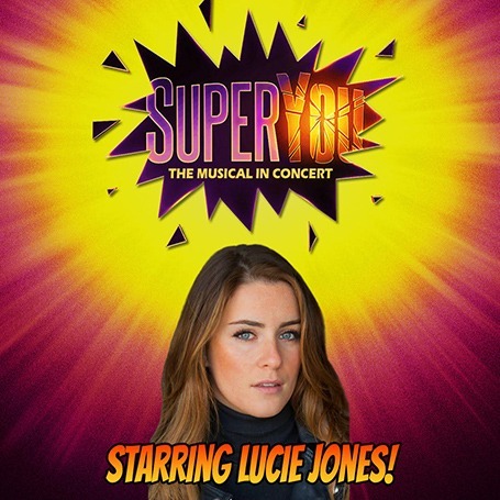 SuperYou logo with vibrant yellow and purple background, featuring the text 'Starring Lucie Jones!'.
