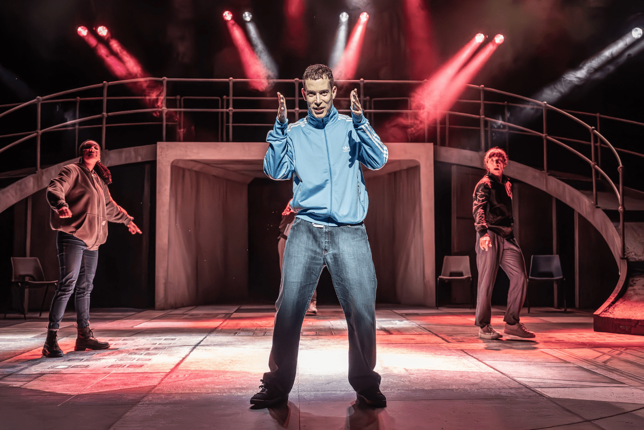 Punch actors in red lighting