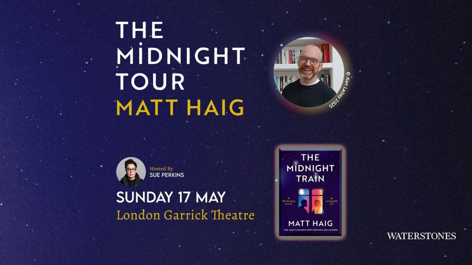 Promotional poster for "The Midnight Tour" by Matt Haig, featuring event details and book cover.
