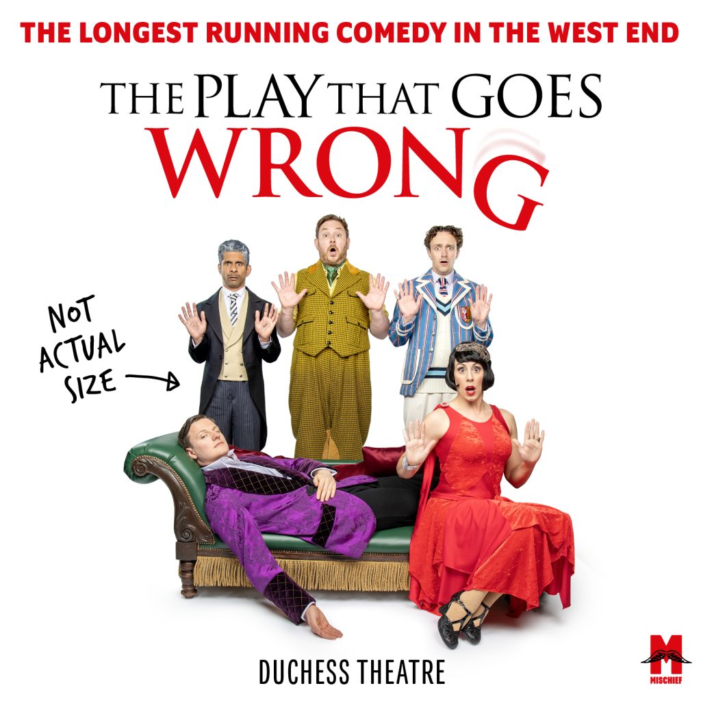 The Play That Goes Wrong | The cast look up in shock surprise