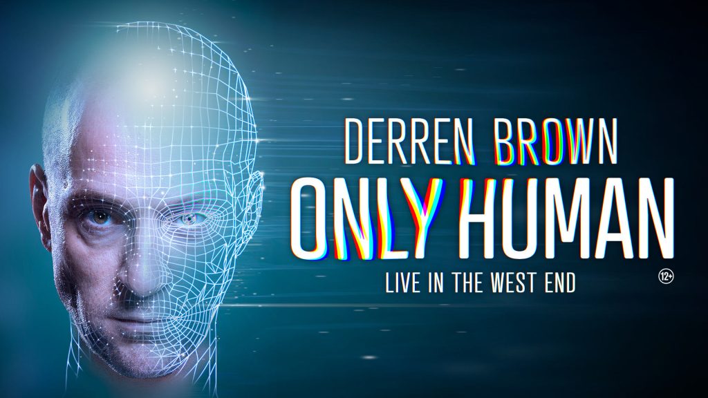 Derren Brown looks confidently forward against a dark background with "Only Human" in bold white text.