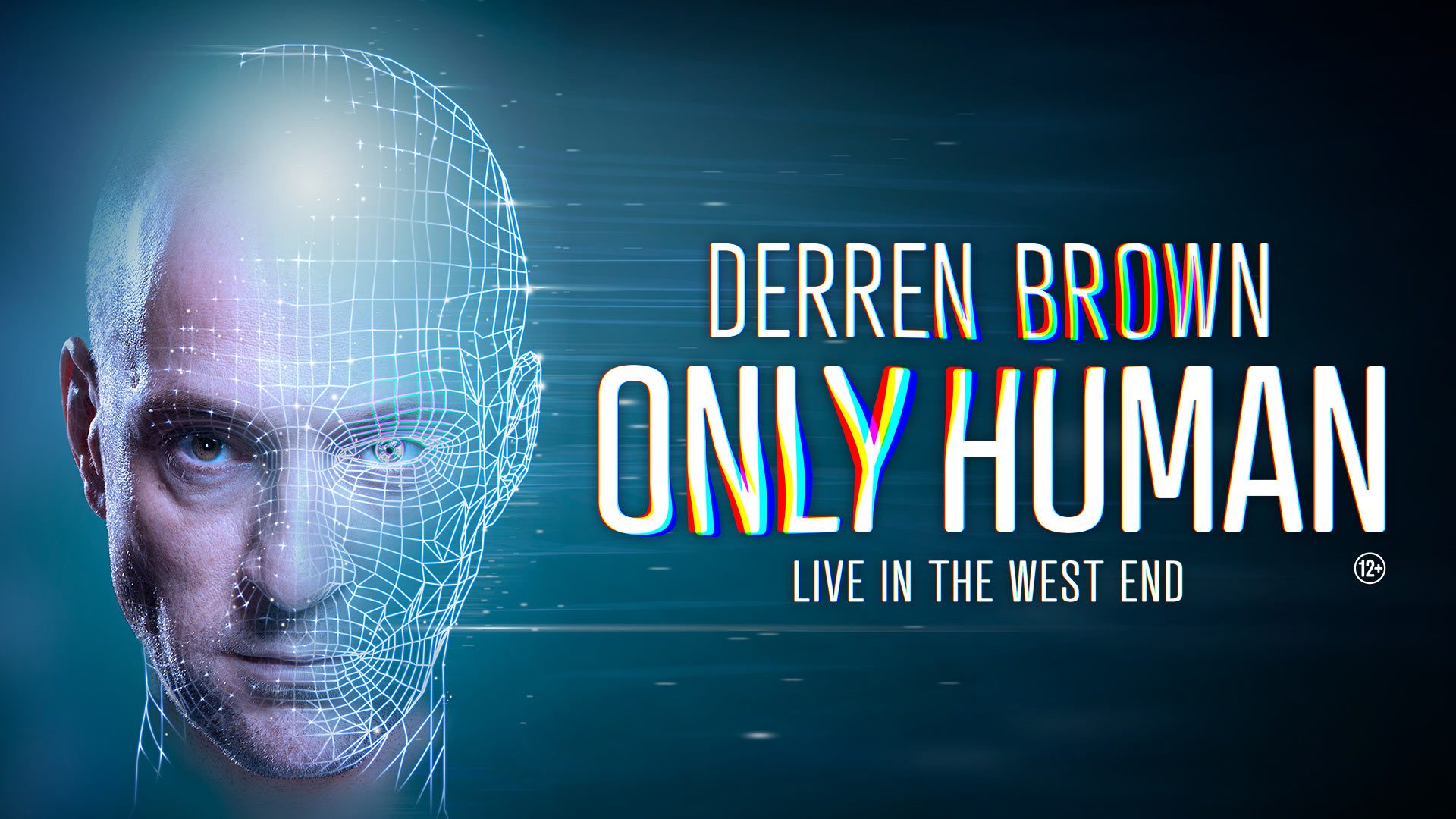 Derren Brown looks confidently forward against a dark background with "Only Human" in bold white text.
